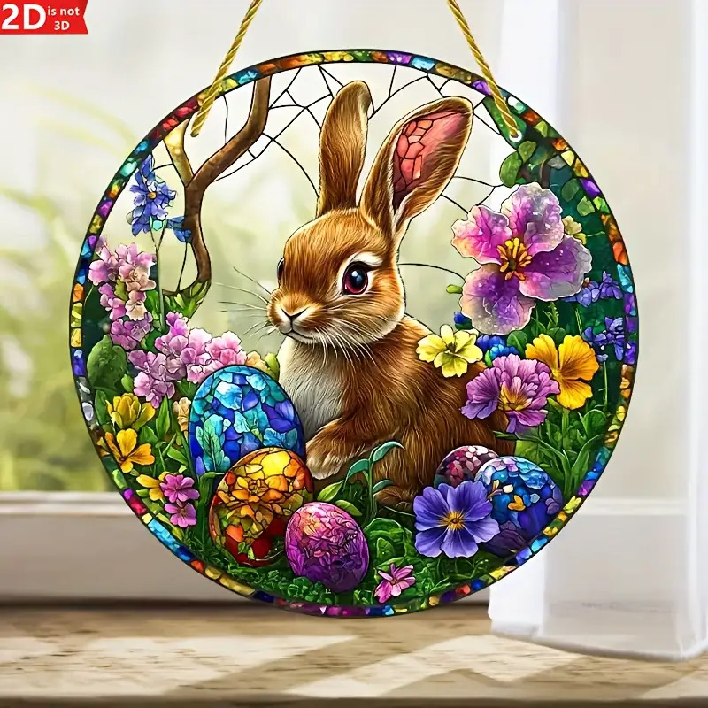 Flower Wall Panel - 2 adet paskalya tavşanı boyalı akrilik