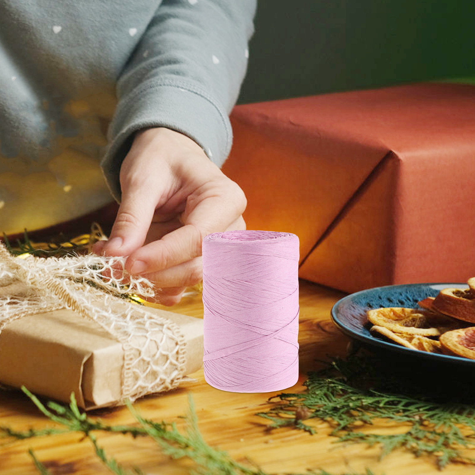 Renkli Rafya Kağıt İpi Düz Şer - Papercraft Supply Ribbon incelemesi ve fiyatı